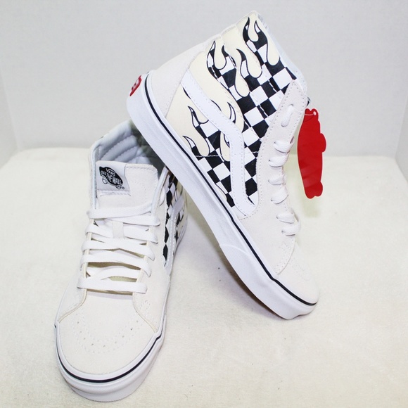 Vans Sk8 Hi Off White Checkered Flame 